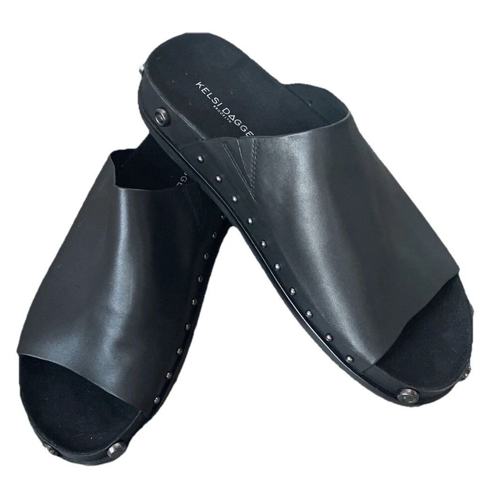 Kelsi Dagger Black Studded Slide Sandals - Picture 6 of 8